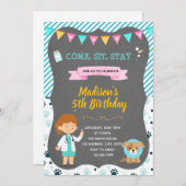 獣医の誕生日パーティーの招待 招待状 (正面/裏面)