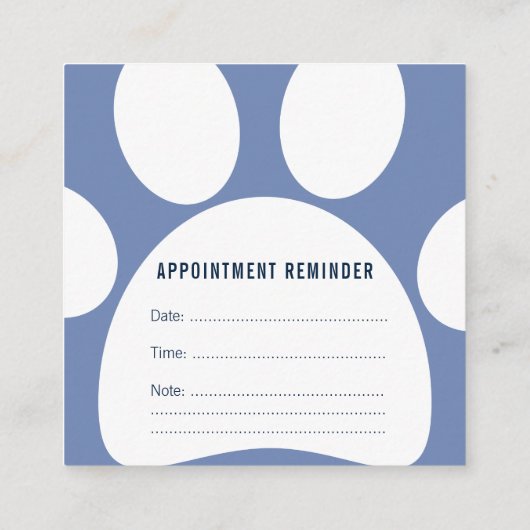 獣医の足の名刺 予約カード (裏面)