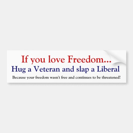 獣医の非難を自由主義者抱き締めて下さい バンパーステッカー (正面)