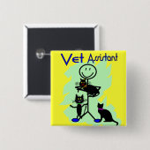 獣医の黒猫を持つ補助棒人 缶バッジ (正面&裏面)