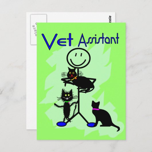 獣医の黒猫アシスタントスタッフ ポストカード (正面/裏面)