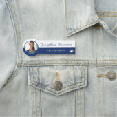 獣医または獣医の技術写真と名前Blue Paw 名札 (インサイチュ)