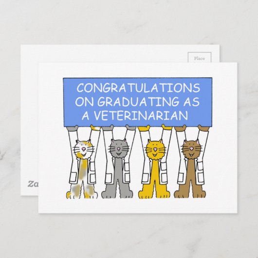 獣医を卒業おめでとう ポストカード (正面/裏面)