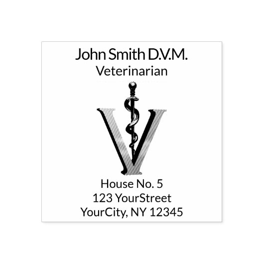 獣医アスレピウスエレガント獣医 ラバースタンプ (インプリント)