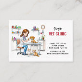 獣医アニマルクリニックかわいい女の子の子犬と猫 名刺 (正面)
