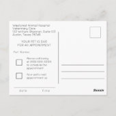 獣医アポイントメントのアラーム ポストカード (裏面)