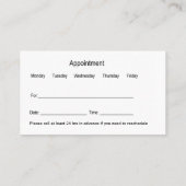 獣医アポイントメント名刺テンプレート 名刺 (裏面)