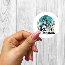 獣医ウマ科の、ラインアートヴィンテージ馬花 スクエアシール