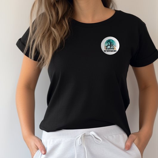 獣医ウマ科の、ラインアートヴィンテージ馬花 缶バッジ