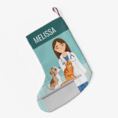 獣医ウーマンベットアニマルドクター名前をカスタムする スモールクリスマスストッキング (裏面 (吊り時))