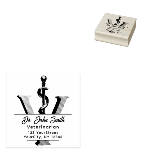 獣医エレガント薬アスクレピウス文字 ラバースタンプ (押印)