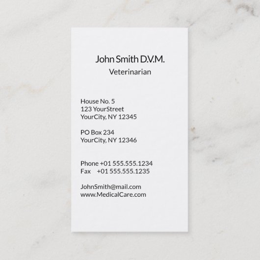 獣医エレガント金ゴールドV獣医アスレピウス 名刺 (裏面)