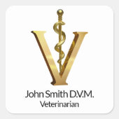 獣医エレガント金ゴールドV獣医 スクエアシール (正面)
