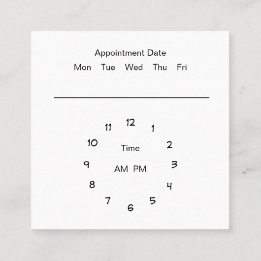 獣医オフィスアポイントメントクラススタイル スクエア名刺 (裏面)