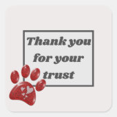 獣医オフィス信頼レッドポーありがとう スクエアシール (正面)