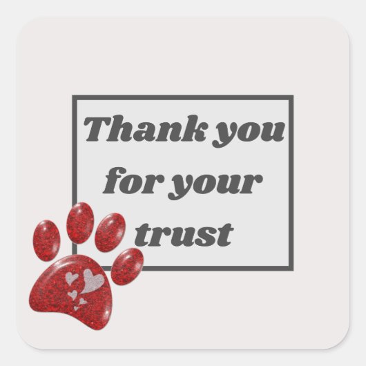 獣医オフィス信頼レッドポーありがとう スクエアシール (正面)