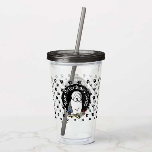 獣医オールドイングリッシュシェプドッググレー1かわいい獣医 アクリルタンブラー (裏面)