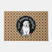 獣医オールドイングリッシュシェプドッググレー1かわいい獣医 ドアマット (正面)