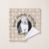 獣医オールドイングリッシュシェプドッググレー1かわいい獣医 バスタオルセット (ウォッシュタオル)