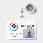 獣医カウの名前タグ、文字写真ID バッジ (伸縮クリップ付き付き表面)