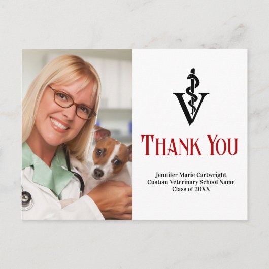 獣医カスタム写真獣医ありがとう ポストカード (正面)