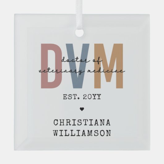 獣医カスタム薬ギフトDVM医師 ガラスオーナメント (正面)