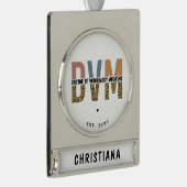 獣医カスタム薬ギフトDVM医師 シルバープレートバナーオーナメント (右)