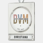 獣医カスタム薬ギフトDVM医師 シルバープレートバナーオーナメント (左)