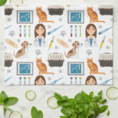 獣医カラフル医の獣医の獣医DVMパターン キッチンタオル (折り畳み)