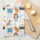 獣医カラフル医の獣医の獣医DVMパターン キッチンタオル (四つ折り)