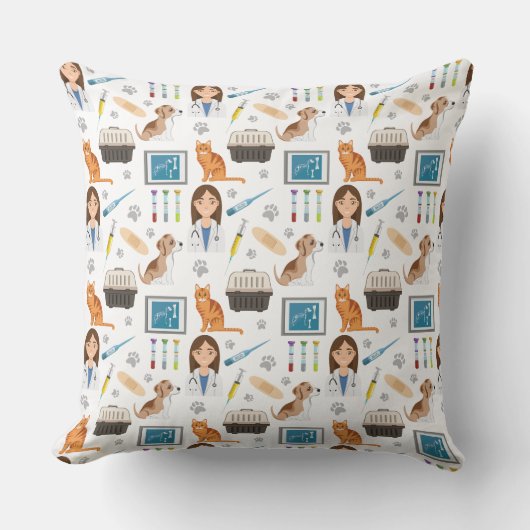 獣医カラフル医の獣医の獣医DVMパターン クッション (正面)