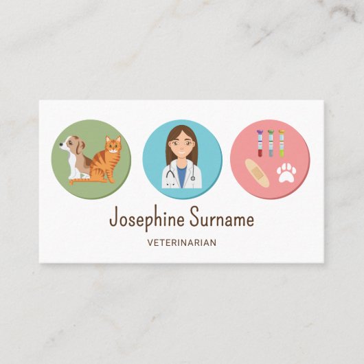 獣医ガールと獣医ペット物 カラフル 名刺 (正面)