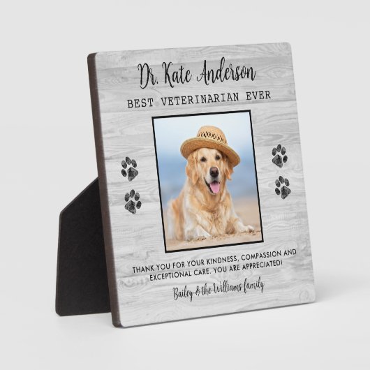 獣医ギフトカスタムペット犬の写真ありがとう フォトプラーク (正面)