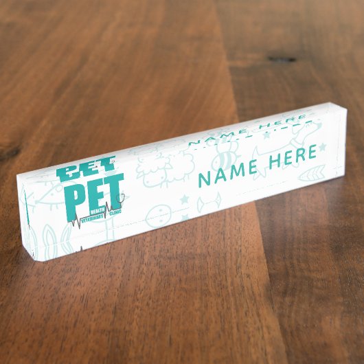 獣医クリニックのロモダンゴ デスクネームプレート (側面)