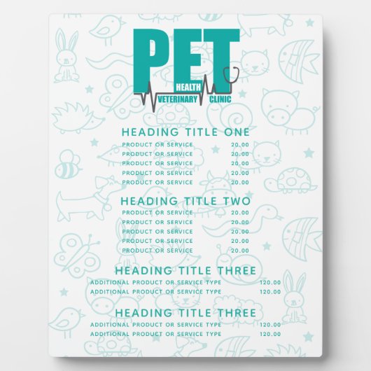 獣医クリニックの価格とサービス フォトプラーク (正面)