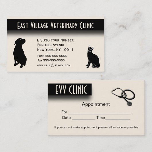 獣医クリニックアポイントメントエリア背面 予約カード (正面/裏面)