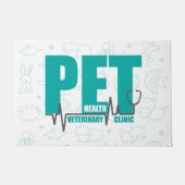 獣医クリニックモダンティール(緑がかった色)ロゴ ドアマット (正面)