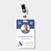 獣医クリニック写真IDブルードッグ&キャットロゴ バッジ (正面 (クリップ付))