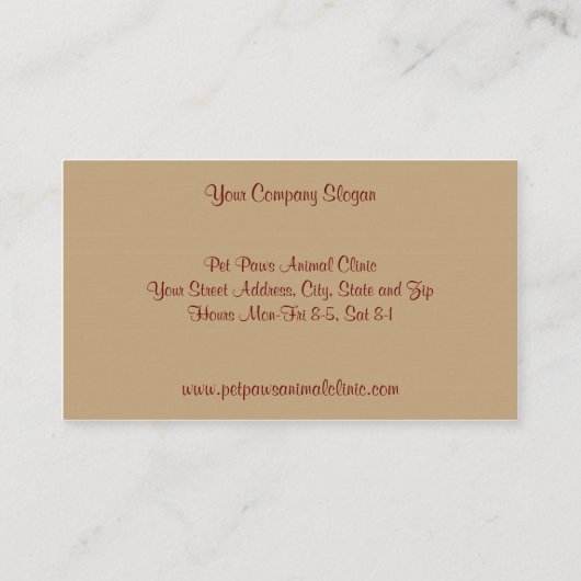 獣医クリニック動物病院ビジネスカード 名刺 (裏面)