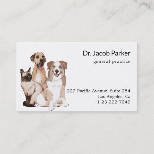 獣医クリニック犬と猫の名刺 名刺 (正面)