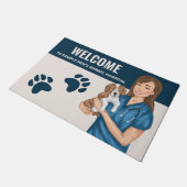 獣医クリニック獣医病院へようこそ ドアマット (アングル)