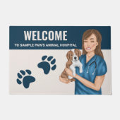 獣医クリニック獣医病院へようこそ ドアマット (正面)