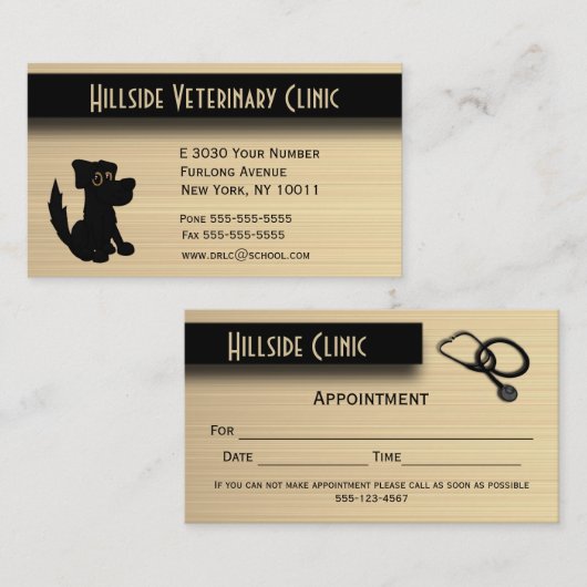 獣医クリニックwアポイントメントエリア背面 予約カード (正面/裏面)