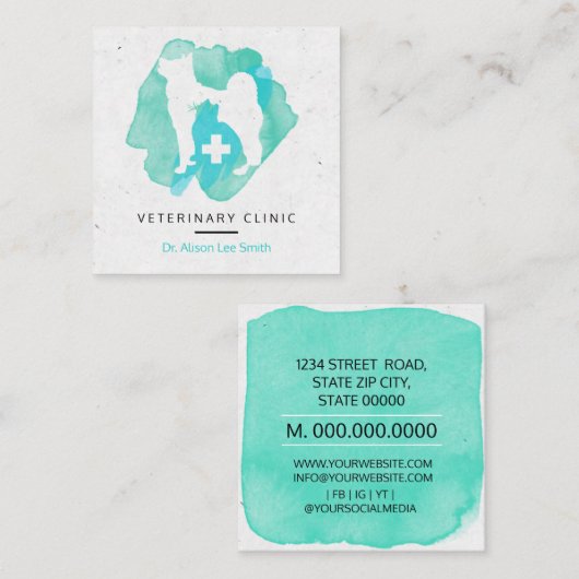 獣医クロス獣医  スクエア名刺 (正面/裏面)