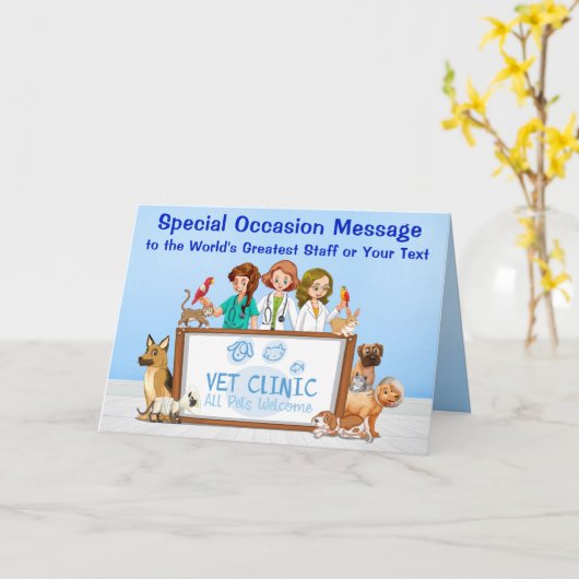 獣医スタッフへのホリデーシーズン感謝カード、あらゆる休日 カード (黄色い花)