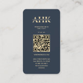 獣医ダークブルー獣医モノグラムモダン 名刺 (裏面)