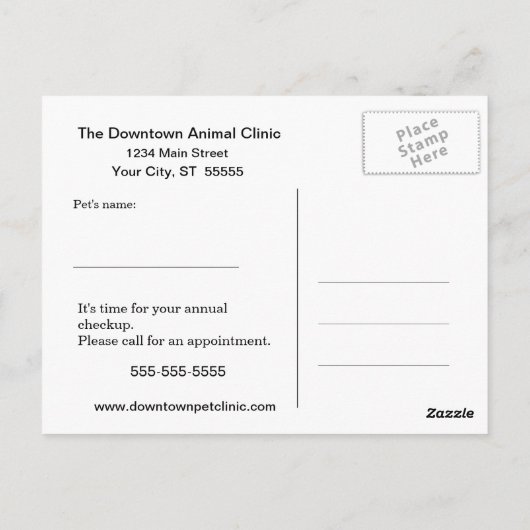 獣医チェック注意書きポストカード ポストカード (裏面)