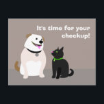 獣医チェック注意書きポストカード ポストカード<br><div class="desc">この可愛い犬と猫はがきで、ペットの定期点検アポイントメントを作るように思い出させる。カスタマイズビジネスの情報で</div>