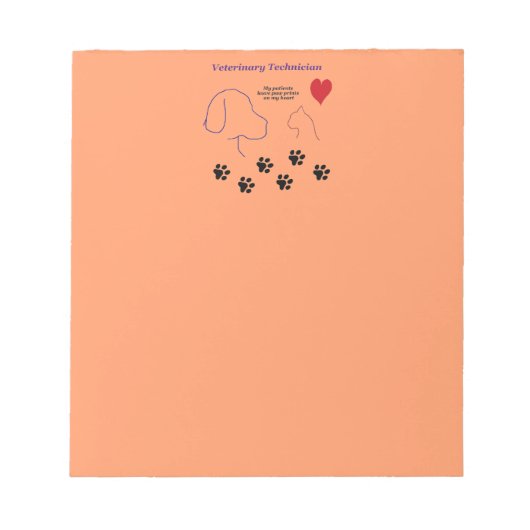 獣医テクニシャン – 私のハートのポープリント ノートパッド (正面)