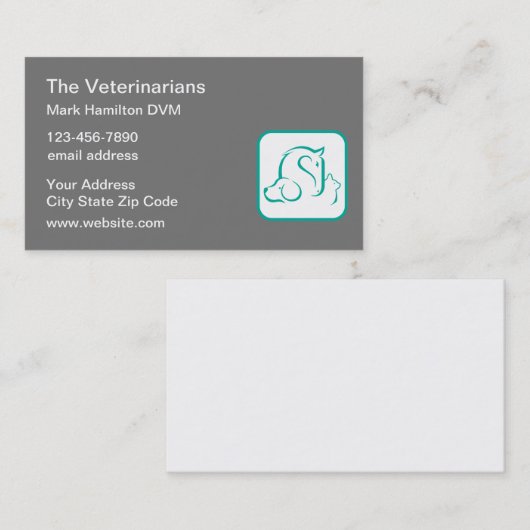 獣医テーマペットエンブレム名刺 名刺 (正面/裏面)